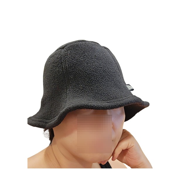 The North Face Polartec Fleece Bucket Hat Black Winter Warm Logo Unisex - Picture 1 of 3